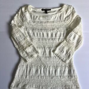 White House Black Market Off-White Textured Blouse